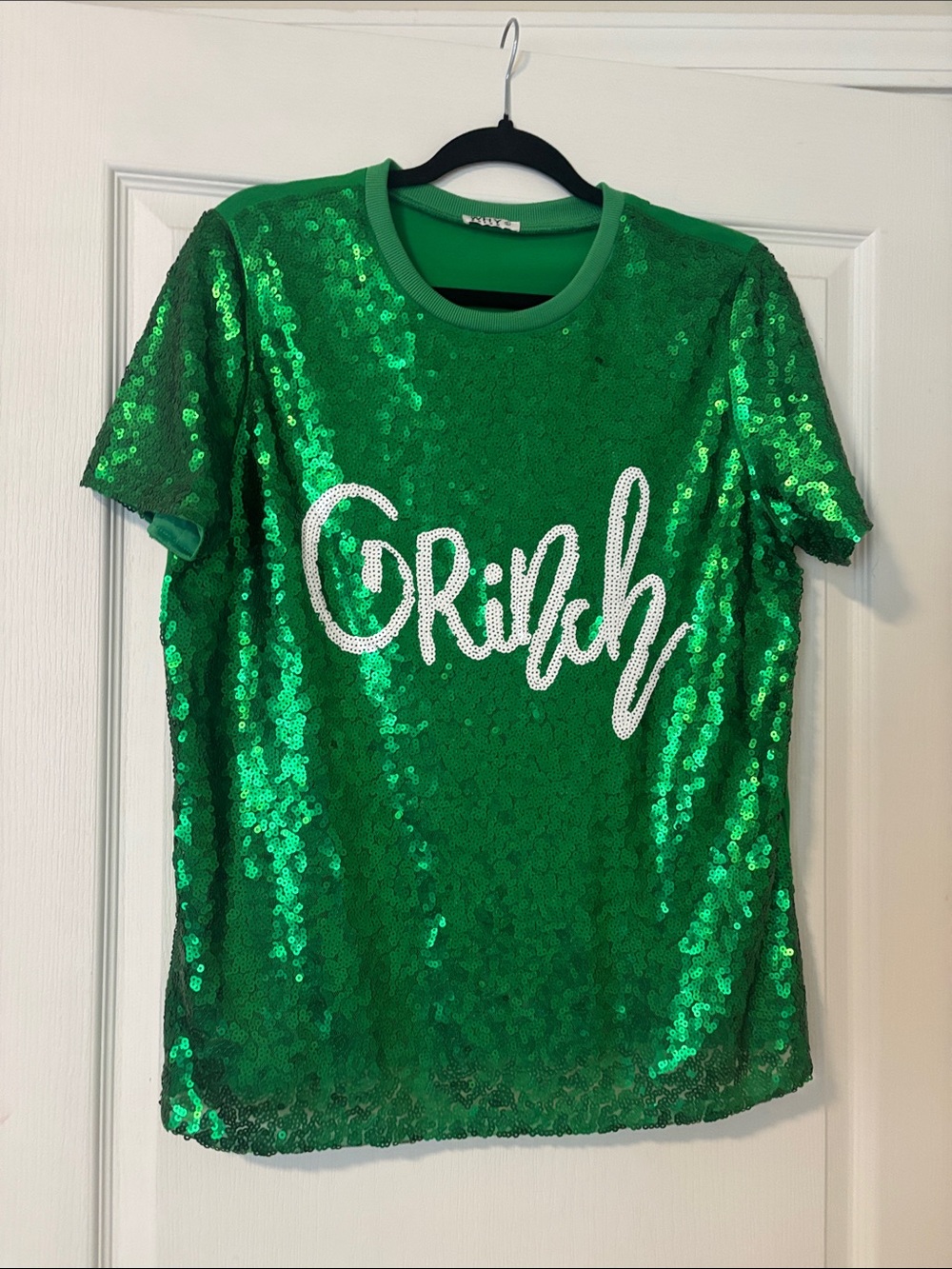 Adult Women’s Green Sequin 'Grinch' Tee